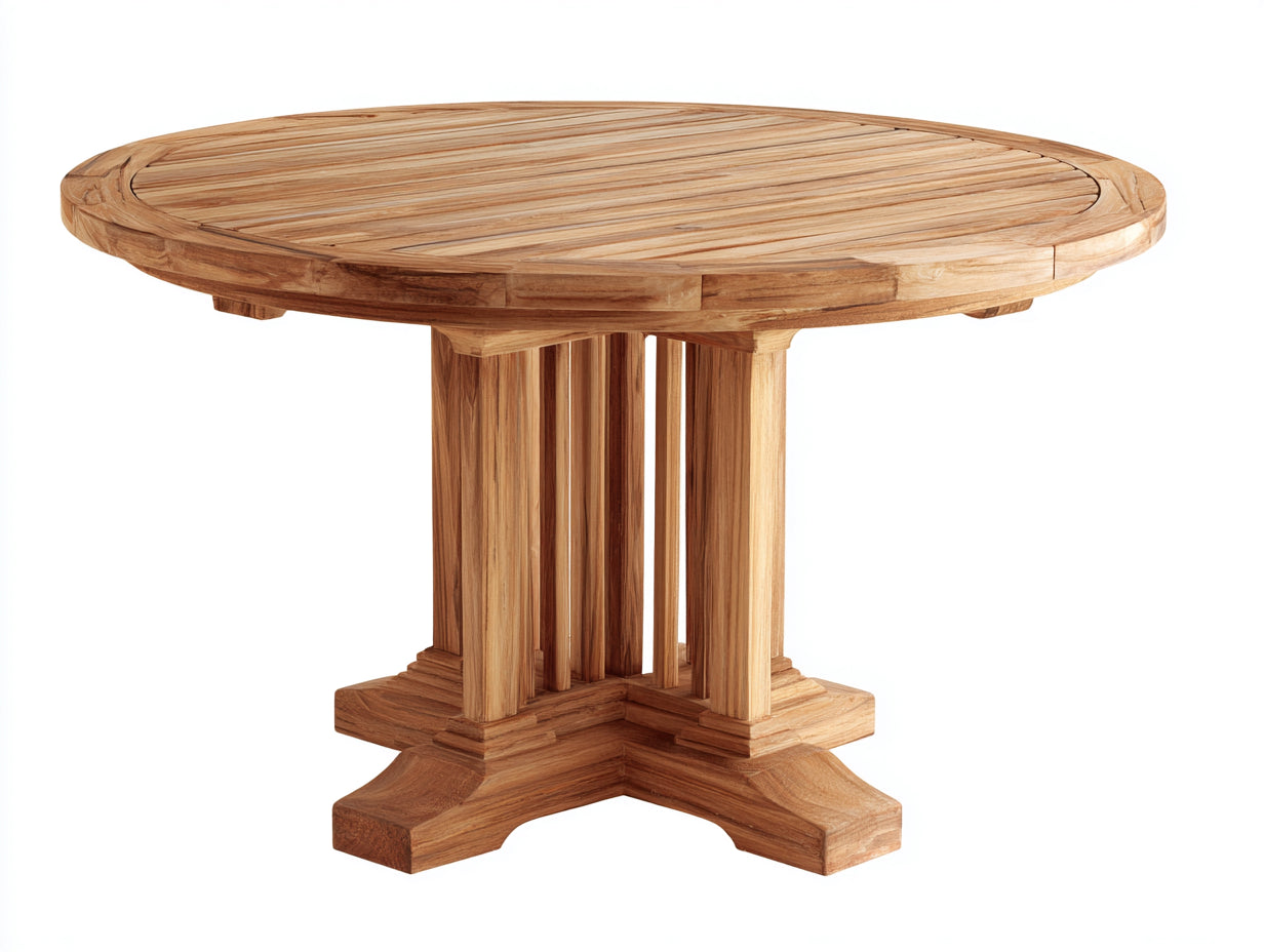 Table de jardin - bois de teck - 125x125x75 cm - bois naturel - design architectural