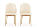 Chaise de salle à manger-cuir synthétique-bois massif-54x50x83 cm-beige-design contemporain