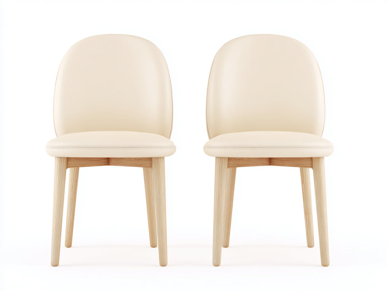Chaise de salle à manger-cuir synthétique-bois massif-54x50x83 cm-beige-design contemporain
