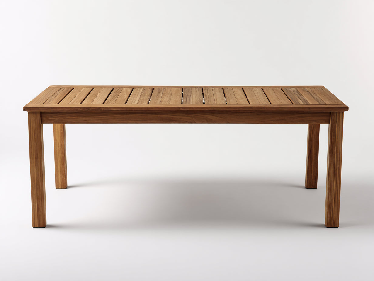 Table de jardin - bois de teck - 180x90x75 cm - bois naturel - design classique