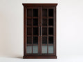 Vitrine - Bois massif-Verre trempé-Métal - 120x50x195 cm - marron foncé - classique élégant