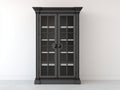 Vitrine - Bois massif-Verre trempé - 120x45x200 cm - gris foncé - classique élégant
