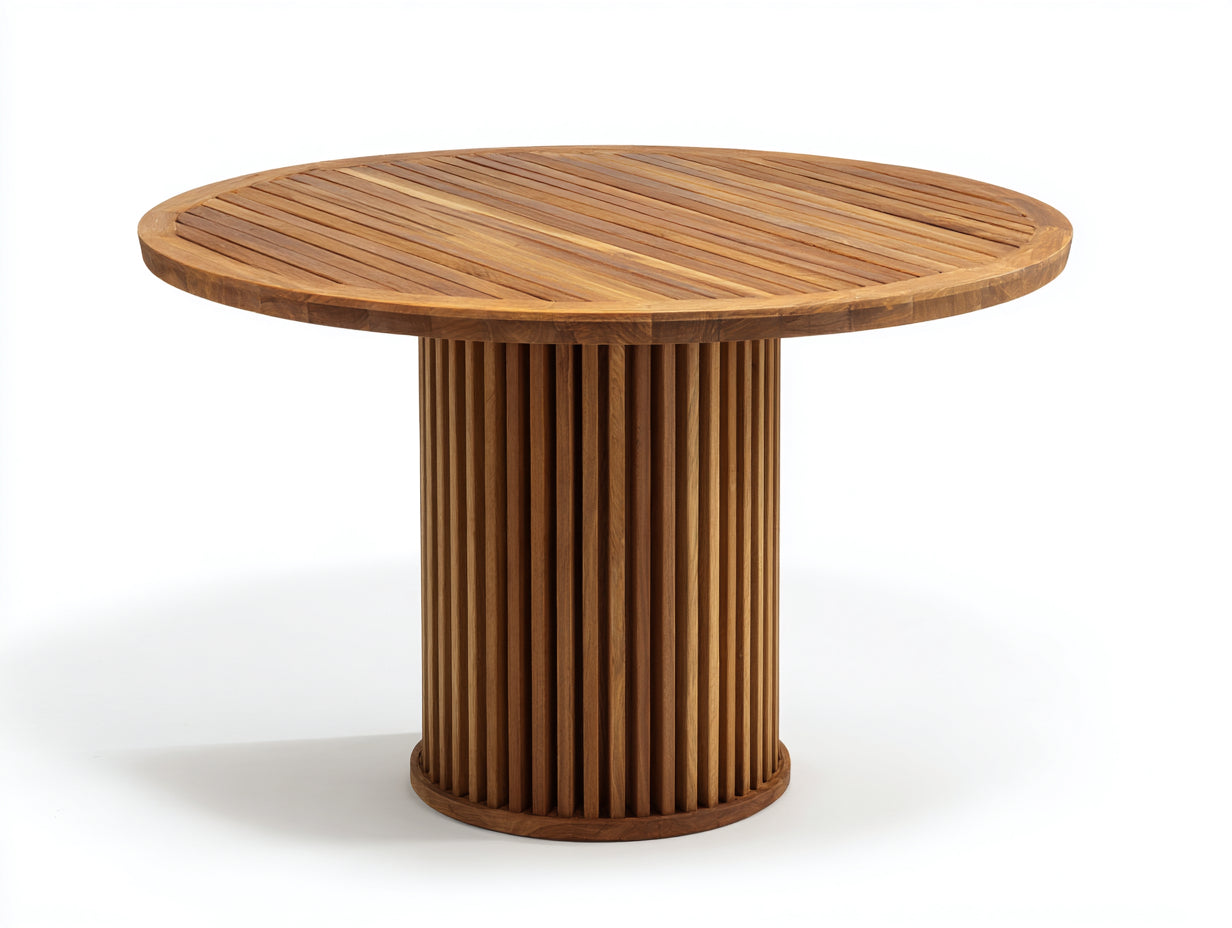Table de jardin - bois de teck - 140x140x75 cm - bois naturel - design moderne