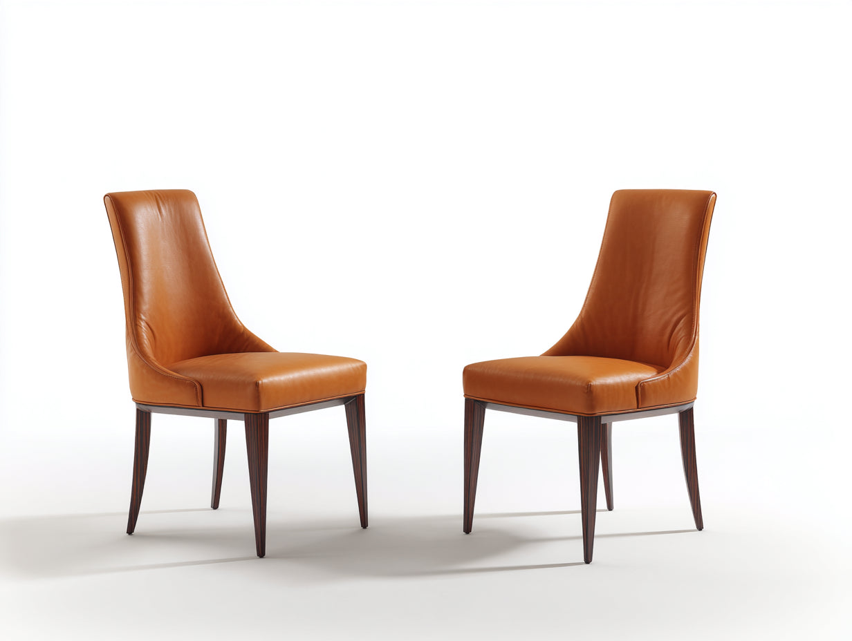 Chaise de salle à manger-Similicuir-Bois-51x58x91 cm-Marron cognac-Bois foncé-Style élégant