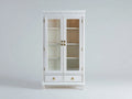 Vitrine - Bois massif-Verre trempé-Métal - 105x48x195 cm - blanc - classique élégant