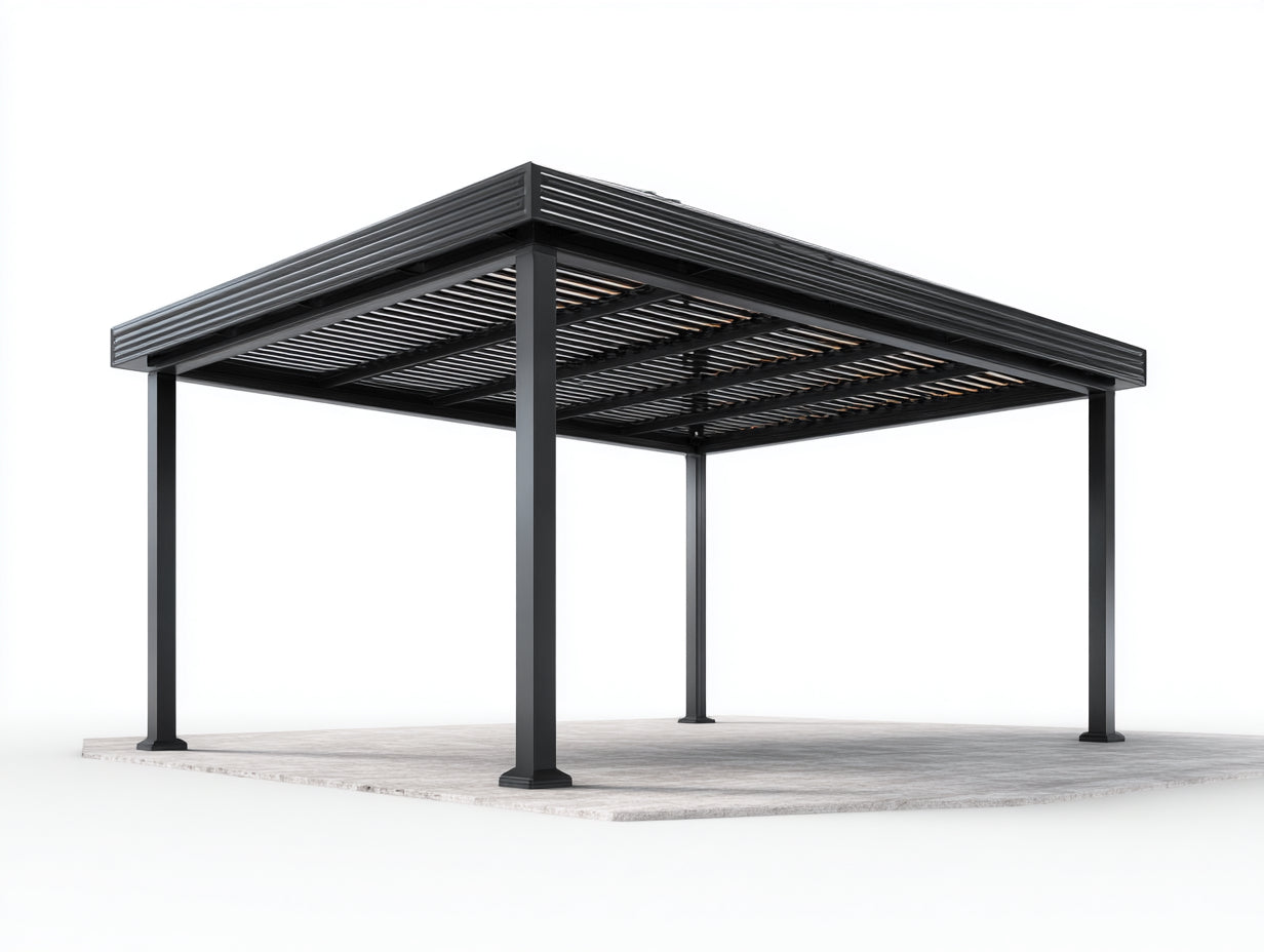 Tonnelle de jardin - aluminium - 450x350x260 cm - noir - design contemporain