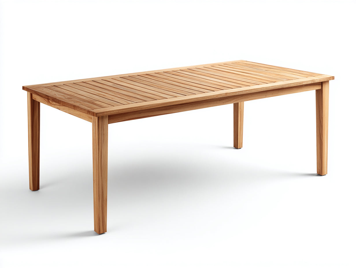 Table de jardin - bois de teck - 200x95x75 cm - bois naturel - design contemporain