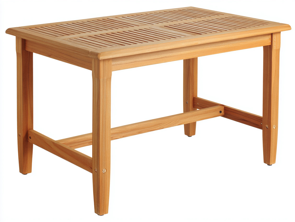 Table de jardin - bois de teck - 140x80x75 cm - bois naturel - design classique