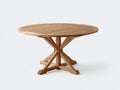 Table de jardin - bois de teck - 120x120x75 cm - bois naturel - design croisé