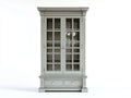 Vitrine - Bois massif-Verre trempé-Métal - 112x46x192 cm - gris clair - classique élégant