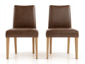 Chaise de salle à manger-Similicuir-Bois-48x54x87 cm-Brun foncé-Bois naturel-Style moderne