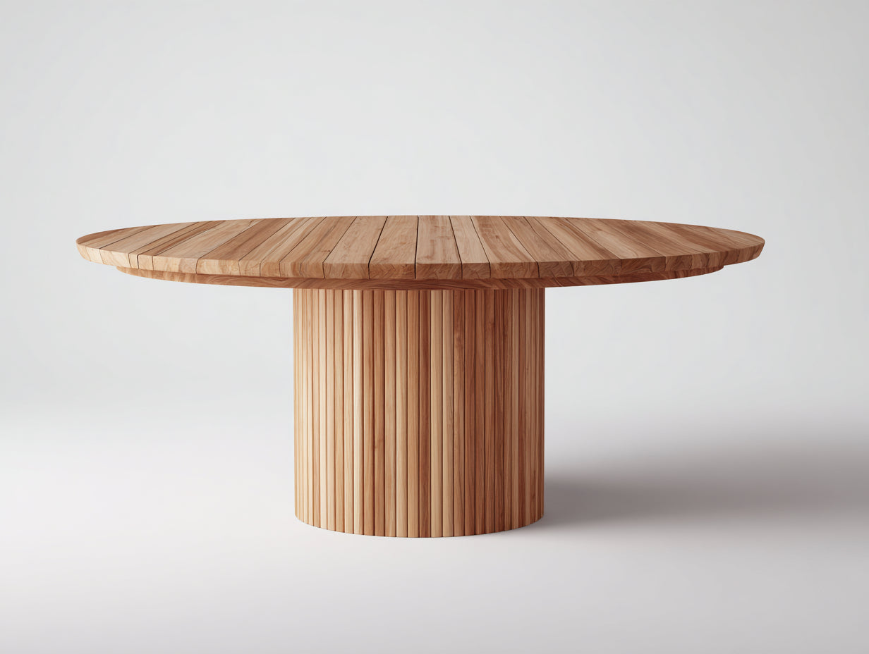 Table de jardin - bois de teck - 150x150x75 cm - bois naturel - design contemporain