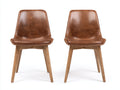 Chaise de salle à manger - cuir synthétique-bois massif - 55x51x84 cm - marron - design moderne