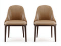 Chaise de salle à manger-cuir synthétique-bois massif-58x50x83 cm-beige-marron clair-design contemporain