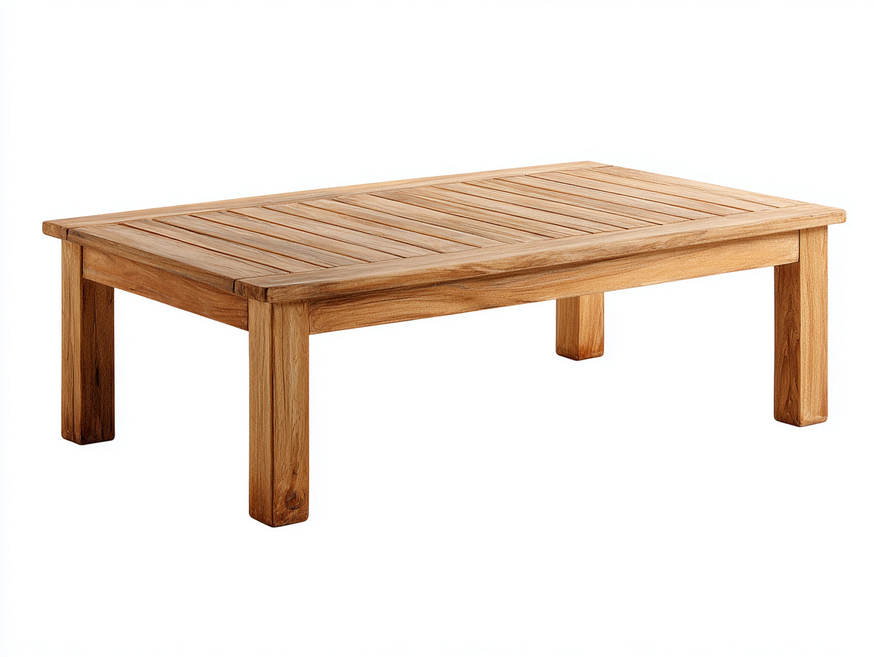 Table de jardin - bois de teck - 130x70x45 cm - bois naturel - design bas
