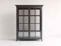 Vitrine - Bois massif-Verre trempé-Métal - 115x45x186 cm - gris foncé - design moderne