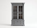 Vitrine - Bois massif-Verre trempé-Métal - 118x52x188 cm - gris - classique