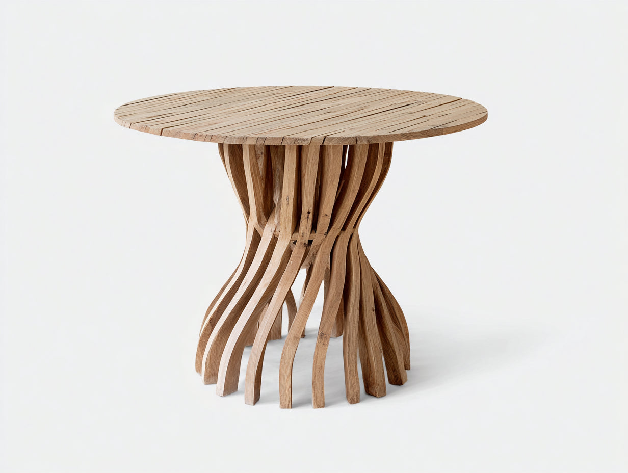 Table de jardin - bois de teck - 95x95x73 cm - bois naturel - design artisanal