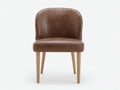 Chaise de salle à manger-Similicuir-Bois-54x57x81 cm-Brun-Bois naturel-Style moderne