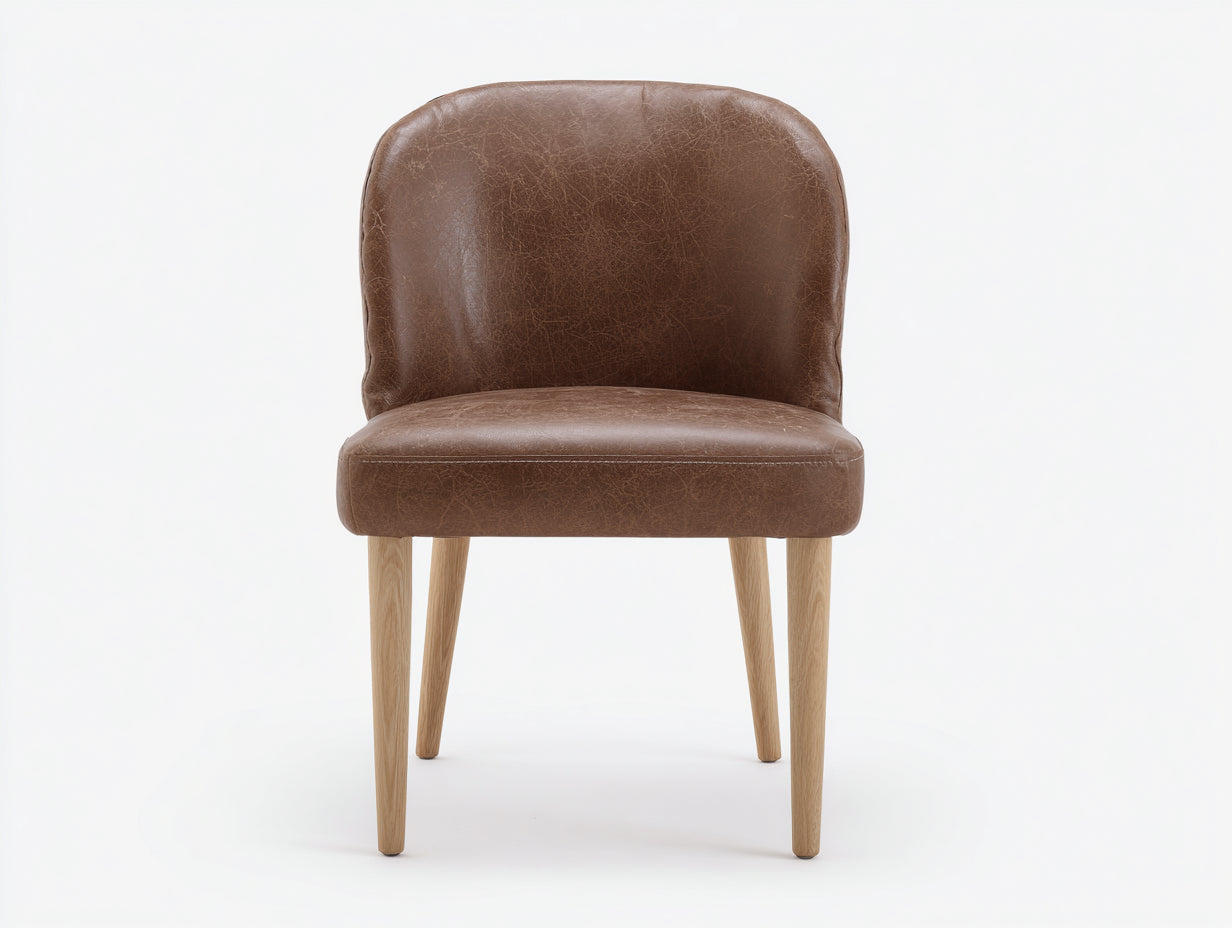 Chaise de salle à manger-Similicuir-Bois-54x57x81 cm-Brun-Bois naturel-Style moderne