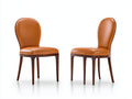 Chaise de salle à manger-Similicuir-Bois-49x56x88 cm-Marron cognac-Bois foncé-Style classique