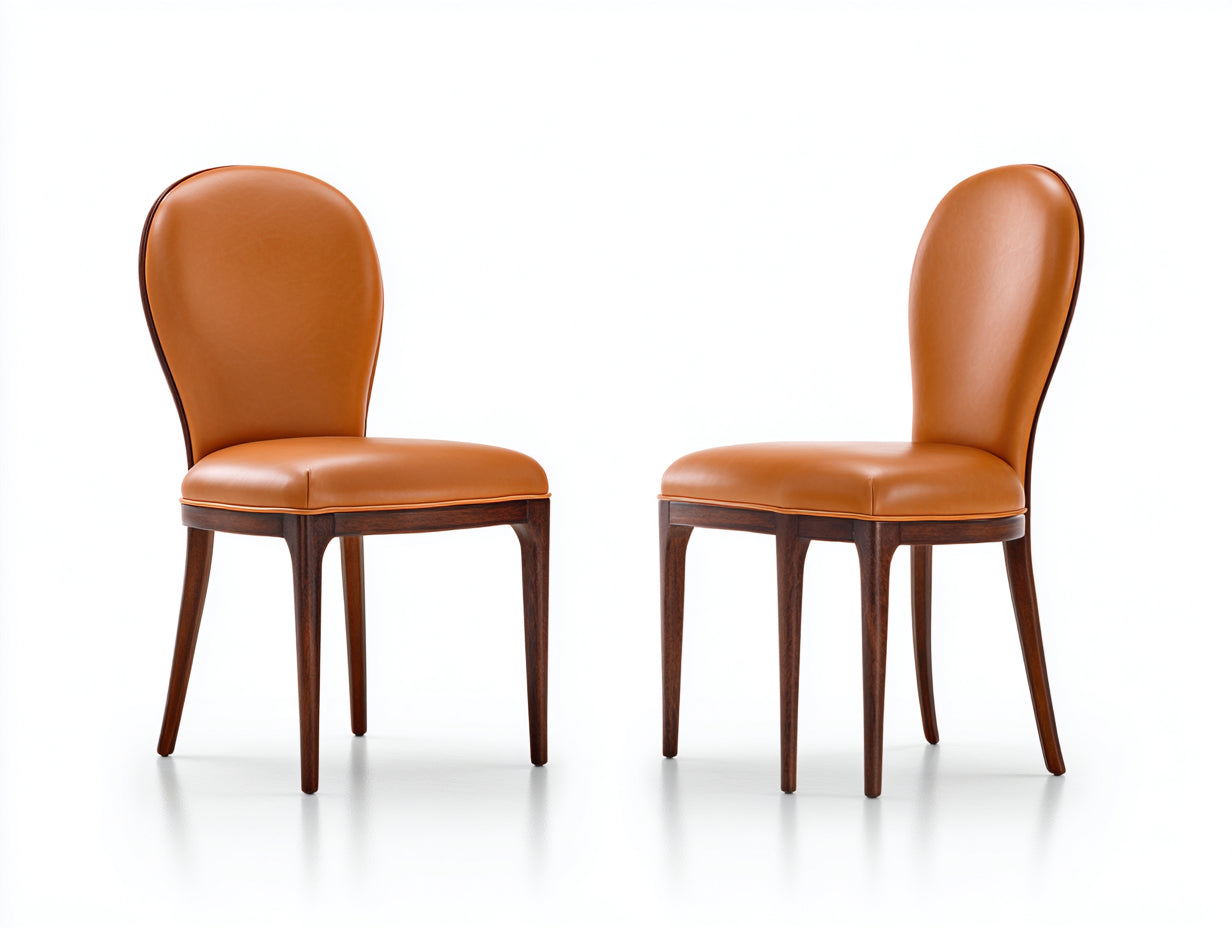 Chaise de salle à manger-Similicuir-Bois-49x56x88 cm-Marron cognac-Bois foncé-Style classique