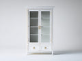 Vitrine - Bois massif-Verre trempé-Métal - 100x45x190 cm - blanc - classique élégant