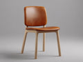 Chaise de salle à manger-Similicuir-Bois-53x56x83 cm-Marron caramel-Bois naturel-Style contemporain