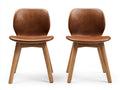 Chaise de salle à manger - cuir synthétique-bois massif - 57x48x81 cm - marron - design moderne