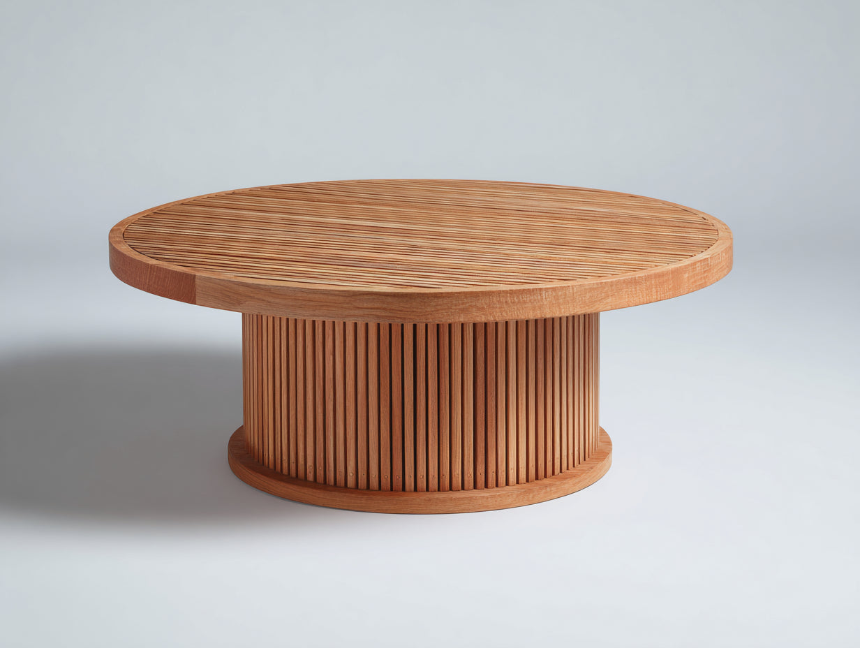 Table de jardin - bois de teck - 135x135x58 cm - bois naturel - design contemporain