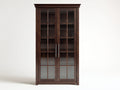 Vitrine - Bois massif-Verre trempé-Métal - 114x46x188 cm - marron foncé - classique élégant