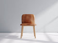 Chaise de salle à manger-Similicuir-Bois-52x55x82 cm-Marron clair-Bois naturel-Style moderne
