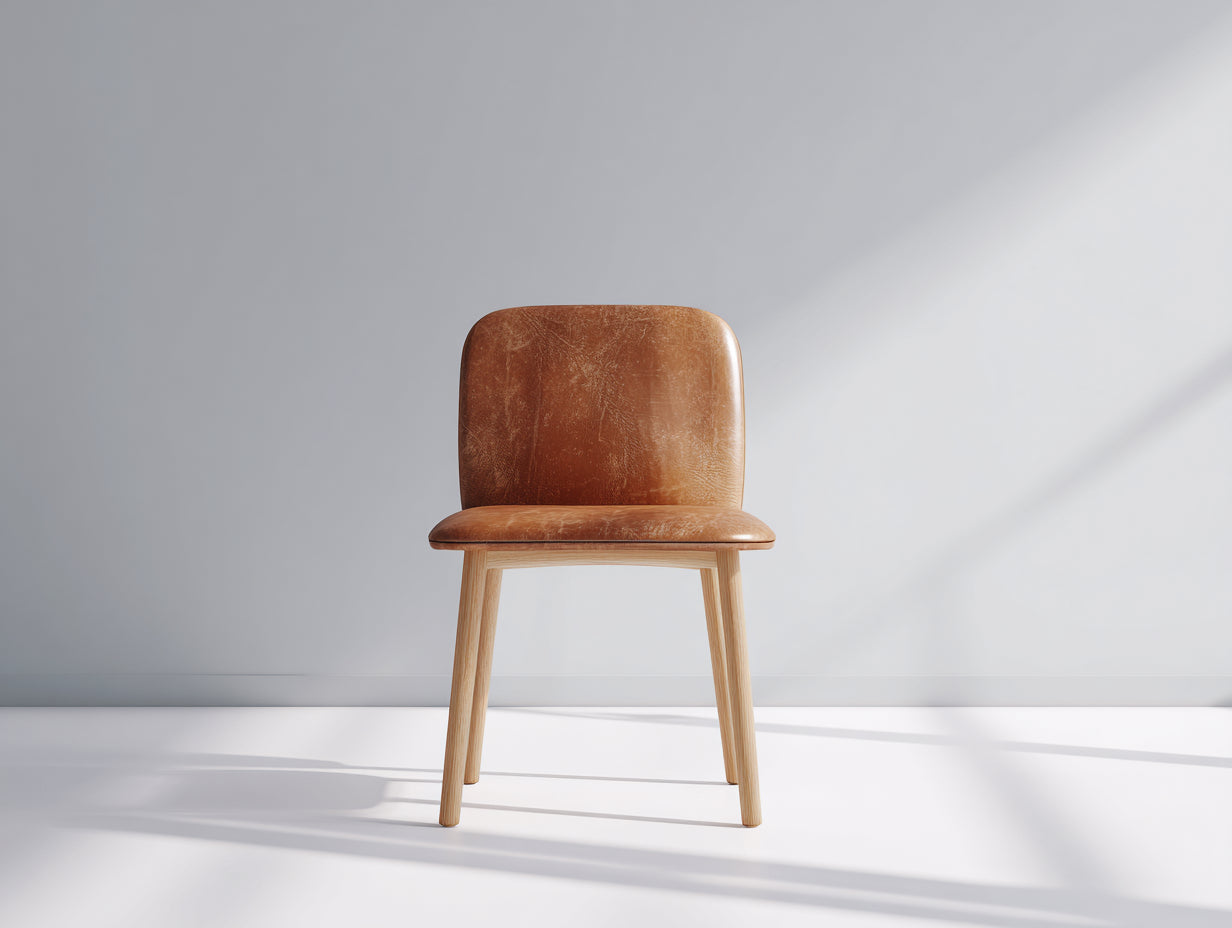 Chaise de salle à manger-Similicuir-Bois-52x55x82 cm-Marron clair-Bois naturel-Style moderne