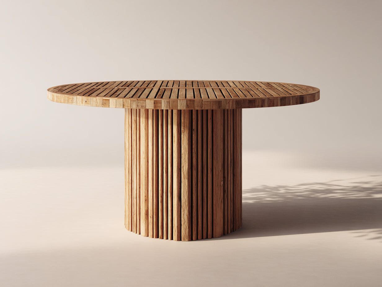 Table de jardin - bois de teck - 120x120x75 cm - bois naturel - design contemporain