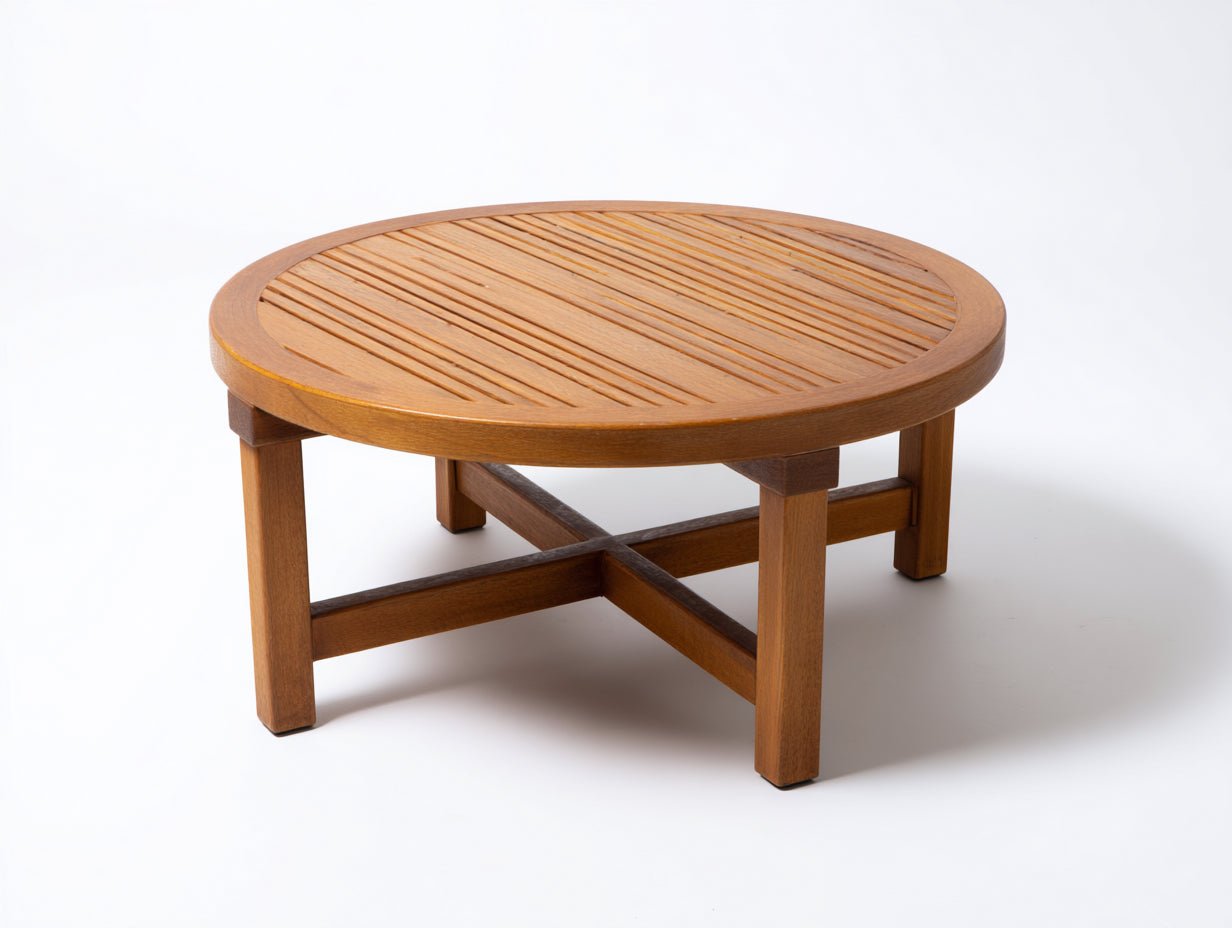 Table de jardin - bois de teck - 90x90x45 cm - bois naturel - design classique