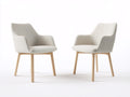 Chaise de salle à manger-Tissu-Bois-60x58x82 cm-Blanc cassé-Bois naturel-Style scandinave