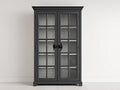 Vitrine - Bois massif-Verre trempé - 110x42x185 cm - gris foncé - classique moderne