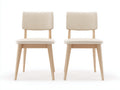 Chaise de salle à manger-cuir synthétique-bois massif-55x48x84 cm-beige-design contemporain