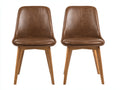 Chaise de salle à manger - cuir synthétique-bois massif - 56x49x82 cm - marron - design contemporain