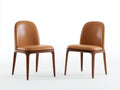 Chaise de salle à manger-Similicuir-Bois-50x55x86 cm-Marron cognac-Bois foncé-Style moderne