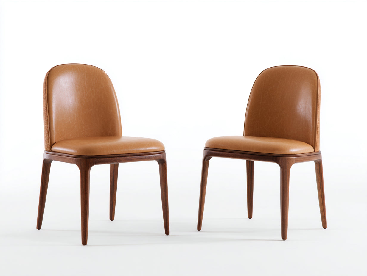 Chaise de salle à manger-Similicuir-Bois-50x55x86 cm-Marron cognac-Bois foncé-Style moderne
