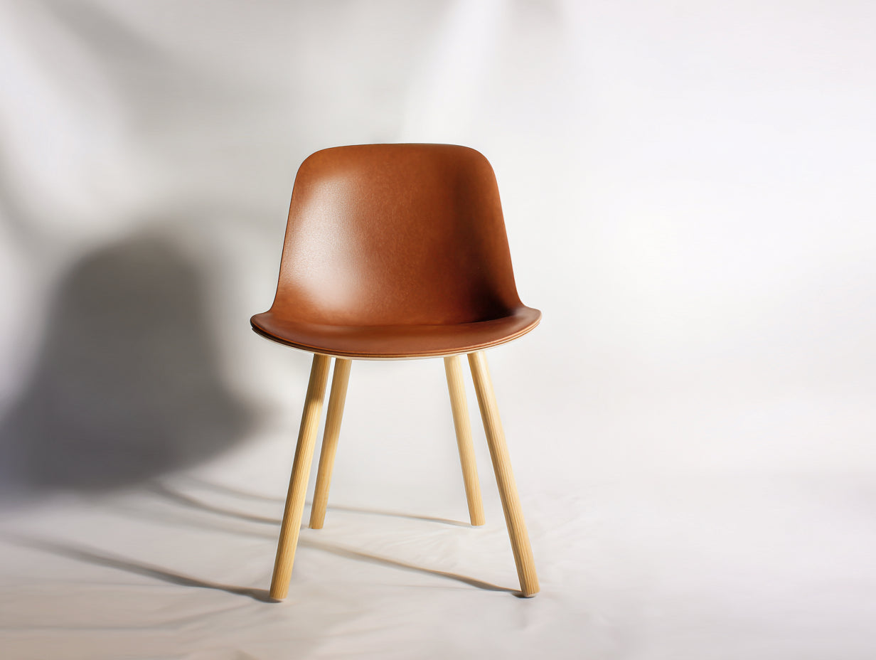 Chaise de salle à manger-Similicuir-Bois-50x54x80 cm-Marron chaud-Bois naturel-Style moderne